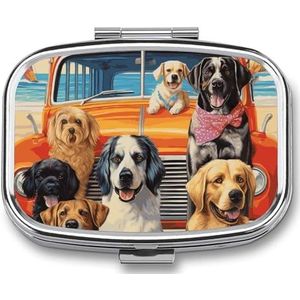 Pillendoos 2 compartimenten kleine pillenetui voor portemonnee en zak hond dagen van de zomer vierkante pillendoos schattige vitamines visolie supplementen olie opbergdoos draagbare pil bevat