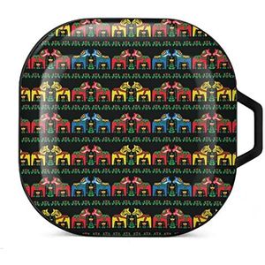 Zweeds Dalapaard Folk Patroon Oordopjes Hoesje Compatibel met Samsung Hard Shell Beschermhoes Zwart-Stijl