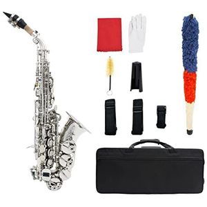 Zengxue Messing Saxophone Golden Carve Pattern BB Althorn Saxofoon Met Case Handschoenen Reinigingsdoek Borstel Sax beginners kit (Color : Silver)