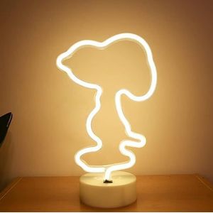 Neon Lamp Base, Neon Light Teken, LED Neon Sign met Houder Base Tafellampen, Batterij/USB Aangedreven Verlichting Nachtlampje voor Slaapkamer Decoratieve Base (Afstandsbediening, Warme Kleur)