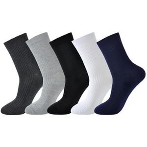 yeeplant Crew sokken voor heren - comfortabele casual 5-pack effen kleur katoen modieuze zakelijke ademende zachte jurk sokken, Meerkleurig, Eén Maat