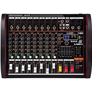 geluidsconsole, Professionele 8-kanaals mixer, mengpaneel, Bluetooth, USB, computer, + 48V-voeding, live-optredens, geluidskwaliteit