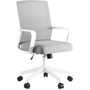 Bureaustoel Werkkruk Bureaustoel Draaibare Executive Computerstoel Met Ademend Mesh Ergonomische Lendensteun Voor Studie Kantoor Vergaderruimte Managersstoel(Color:White+Grey)