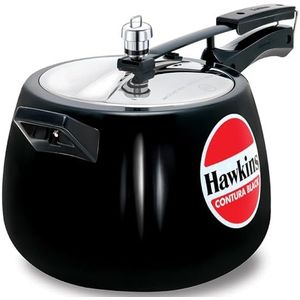 Hawkins Contura Zwart 6,5 liter snelkookpan, hard geanodiseerd fornuis, Handi Cooker, zwart (CB65)