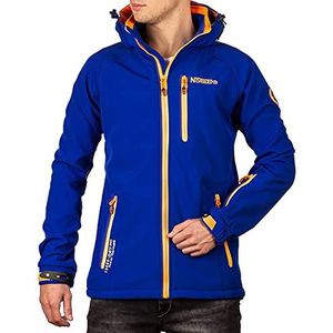 Geographical Norway Softshell jas functionele jas windjack met capuchon windbescherming opstaande kraag koudebestendig outdoor wandelen kamperen, koningsblauw - 15, L