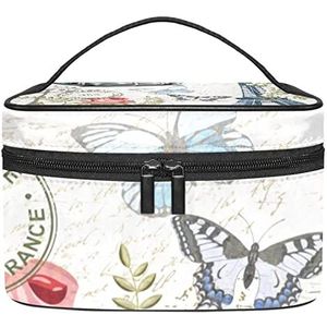 Paris Eiffeltoren make-up organizer tas, reismake-up tas organizer case draagbare cosmetische tas voor vrouwen en meisjes toiletartikelen, Meerkleurig, 22.5x15x13.8cm/8.9x5.9x5.4in