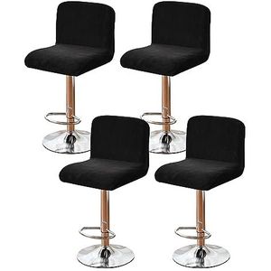 RAKTOV Set van 4 barkrukhoezen afneembare kruk kussen slipcover, stretch stoelhoes eetkamerstoel beschermer hoes stoel stoelhoes voor barkruk stoel, achterstoel, zwart