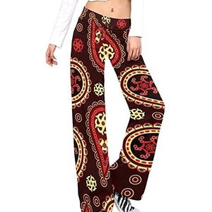 Indian Paisley Damesbroek, casual broek, elastische taille, loungebroek, lange yogabroek, rechte pijpen