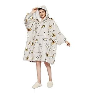 iyoimono Hoodiedeken voor dames, flanel, fleece, pullover, sweatshirt, deken, wollige sherpa tv-deken met mouwen, fruitprint, dierenprint, oversized capuchon, pullover, knuffeldeken, eenheidsmaat,