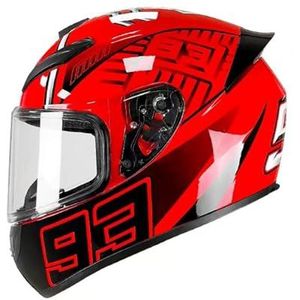 Full Face Motorhelm met Dubbele Achtervleugels DOT Gecertificeerd - Lichtgewicht en Duurzame Volwassen Motorfiets Straat Fietshelm (M)(Red ant,X-Large)