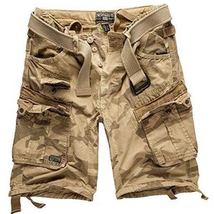 Geographical Norway Cargo Shorts Korte broek Bermuda met riem Short Hunter in bundel met UD Bandana, beige camo 2, M