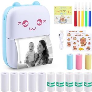TAVADA Impresora Fotos Movil,Mini Impresora Portátil,BT Inalámbrico Impresora Térmica con 13 Rollos de Papel Térmico,Bluetooth Impresora Termica para Teléfono Móvil Android/iOS