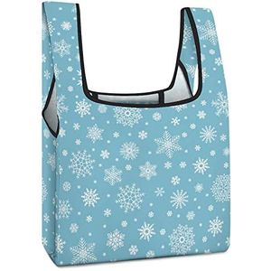 Sneeuwvlokken het Winkelen Zakken Opvouwbare Tote Bag Boodschappentassen Reizen Opbergtas Pouch Met Handvatten