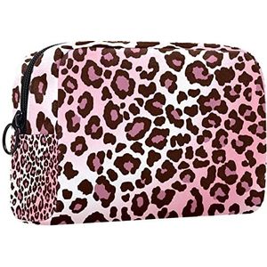 Cosmetische tas voor dames,kleine make-uptas voor portemonnee,Roze luipaardprint,Cosmetische reistas,make-uptasje