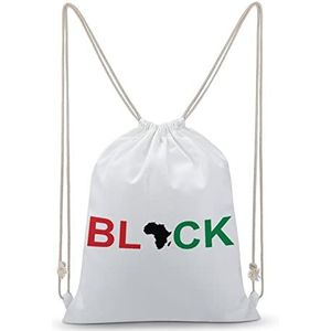Zwart-Afrika Trekkoord Rugzak String Bag Sackpack Canvas Sport Dagrugzak voor Reizen Gym Winkelen