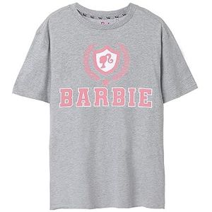 Barbie Womens Pink Collegiate Logo Grijze Mergel T-Shirt met korte mouwen | Iconisch Barbie-merk | Modieuze Design Top voor Dames | Comfortabel Retro T-shirt | Barbie Movie Merchandise Gift - Klein