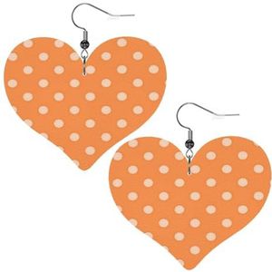 Lederen oorbellen, faux lederen hart oorbellen metallic druppel oorbellen voor vrouwen meisjes, oranje polka dot, Eén maat, Pu Kunstleer