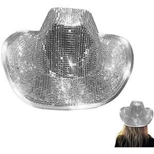 Yeeda Disco Bal Cowboy Hoed, Disco Hoed Cool Zonnekleppen HatNeon Sparkly Glitter Cowgirl Hoeden Voor DJ Club Stage Bar Party