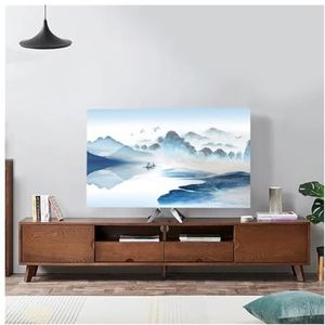 WLTYSM TV Cover Landschap Elastische Kracht Televisie Kap TV Stof Cover Doek 32-75 Inch Eenvoudige en Moderne Chinese Stijl TV Display Protector (2.5-50 inch)