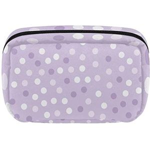 Paarse Polka Dots Kosmetische Rits Pouch Make-up Bag Reis Waterdichte Toiletry Zakken voor Vrouwen, Meerkleurig, 17.5x7x10.5cm/6.9x4.1x2.8in