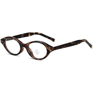 moomoobird Anti Blue Light Bril Retro Eyewear Ovaal Bril Frame voor Vrouwen Mannen TR90 Kleine Brillen, Luipaard met helder, Large