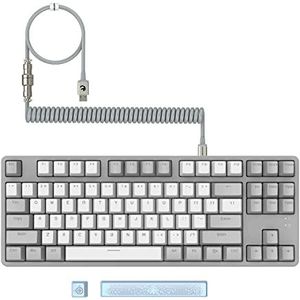 MAMBASNAKE AK873 Bedraad hot swappable mechanisch toetsenbord, opgerolde kabel, 22 RGB-achtergrondverlichting, 3 kleuren PBT drijvende toetsdoppen, 87% toetsenbord met afneembare magneethoes, donker
