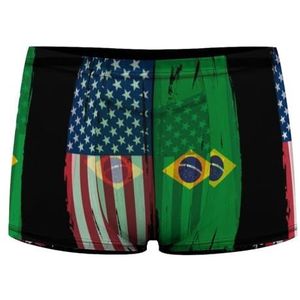USA Brazilië Split Vlag Heren Boxer Slips Sexy Shorts Mesh Boxers Ondergoed Ademend Onderbroek Thong