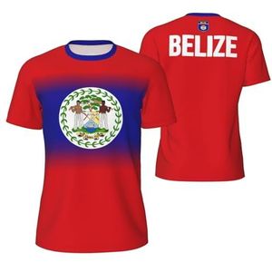 Sport Mesh T-Shirt Belize Vlag voor Running Bike Voetbal Tennis Voetbal Fitness Tees 3D Gedrukt, Meerkleurig, S