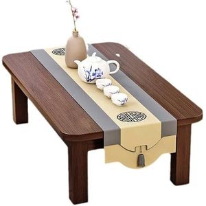 Japanse theetafel, tatami theetafel, Japanse stijl tafel, handgemaakt van massief hout, heldere textuur, sterk draagvermogen, zwarte walnootkleur/houtkleur, 13 maten