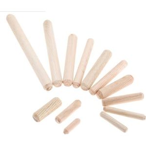 Houten deuvel 50-200 stuks diverse houten deuvels M6 M8 M10 hardhouten gegroefde pluggen, houten deuvels, knutselspelden for meubelreparatie en -bevestiging, handwerk(6x20mm 200Pcs)