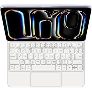 GUPENAA Toetsenbordhoes voor iPad Pro 11'' (M4) 2024, Magische Zwevende Cantileverstandaard, 7 Kleuren Achtergrondverlichting, Ingebouwd trackpad,Wit,French
