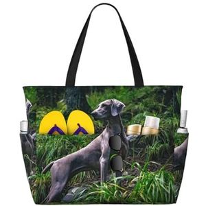 HDTVTV Weimaraner honden huisdieren grijze honden honden, grote strandtas schoudertas voor vrouwen - draagtas handtas met handgrepen, zoals afgebeeld, Eén maat