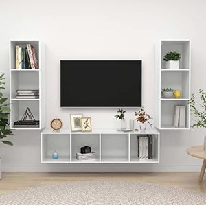 DIGBYS 3-delige tv-kast set hoogglans wit ontworpen hout