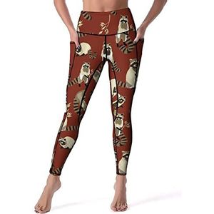 Wasbeer schattig pluizig beest dames yogabroek hoge taille legging buikcontrole workout running leggings XL