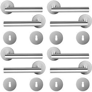 4-pack HAIFUAN roestvrijstalen deurkruk met sleutelgatrozet, deurkrukset, deurgreep, geborsteld roestvrij staal (S02-103K-4)