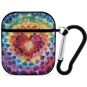 Psychedelische Regenboog Hart Leuke Case Voor AirPods 2&1 Schokbestendige Beschermende Hoofdtelefoon Gevallen Cover Met Sleutelhanger Voor Mannen Vrouwen