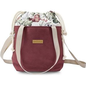 Handtas damestas A4 of A5 - schoudertas shopper stoffen tas met binnenvak boodschappentas Bloemen rood