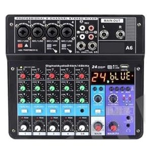Audio DJ-mixer 8 6 4 Kanaals Professionele Draagbare Mixer Sound Mixing Console Computer Ingang 48v Power Nummer Live-uitzending A4 A6 A8 Nieuwe Podcast-apparatuur (Color : A6, Size : 1)