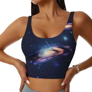 SABFWF Galaxy in The Universe Print Yoga BH's, High Impact Support, Longline Design, voor Fitness, Hardlopen en meer, Zwart, S