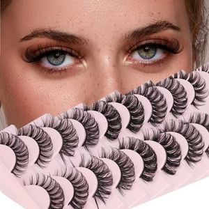 Valse Russische Strip Wimpers D Curl 3D Nep Wimpers 16MM Wimpers Lichtgewicht 10 paar Pack (5 Stijlen Mix) [Volume-5 Stijlen Mix, ]