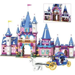Princess Castle-bouwsets Speelgoedbouwblokkensets voor meisjes vanaf 6 jaar oud Roze kasteel met koets Creatieve STEM-bouwsets Cadeaus voor kinderen (1100+ stuks)(Castle 2)