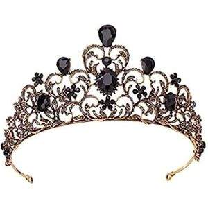 Bruidsdialoog, bal tiara, prinses tiara, volwassen Zwart Kristal Strass Kronen Bruid Koningin Prinses Bruiloft Haaraccessoires Elegante Tiara Diadeem Vrouwen Sieraden Meisjes Sieraden (Size : 12)