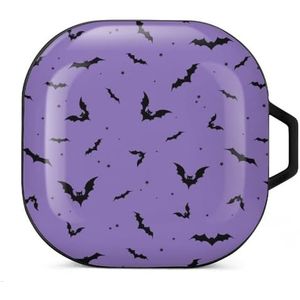 Halloween zwarte vleermuizen oordopjes hoesje compatibel met Samsung hard shell beschermhoes zwart-stijl