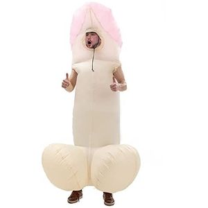 leiruo Opblaasbaar kostuum voor volwassenen, eendelig, opblaasbaar, grappig kostuum, voor Mardi Gras Party (roze)