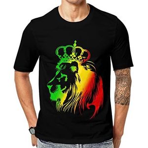 Rasta Lion T-shirt met korte mouwen voor heren, ronde hals, print, casual T-shirt, tops, 5XL