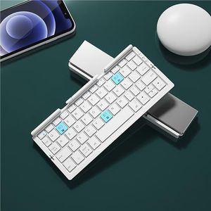 Bluetooth folding keyboard -PYRIOLHI- Connected tablet laptop - Office portable mobile phone wireless keypad(White)