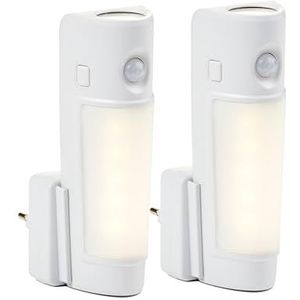 Northpoint LED-stopcontacten nachtlampje zaklamp wit wandlamp multifunctionele bewegingsmelder inductie opladen batterij noodlamp stroomuitval (set van 2 model 08)