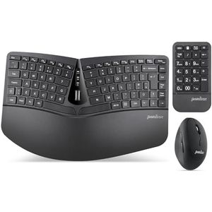 Perixx PERIDUO-606A Draadloos Ergonomisch Toetsenbord Set - Compact Split Ontwerp met Verticale Muis en Extern Numeriek Toetsenbord - Verstelbare Typing Hoeken - UK QWERTY