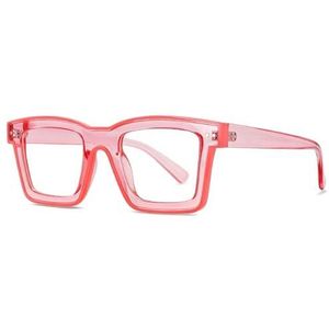 Halloween-cadeau Modieuze montuur, Unisex acetaat vierkante brilmonturen veelkleurig met lenzen(Pink)