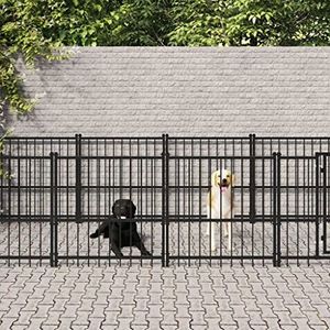 Dieren & Dierenbenodigdheden -Outdoor Hondenkennel Staal 9,38 m-Dierbenodigdheden